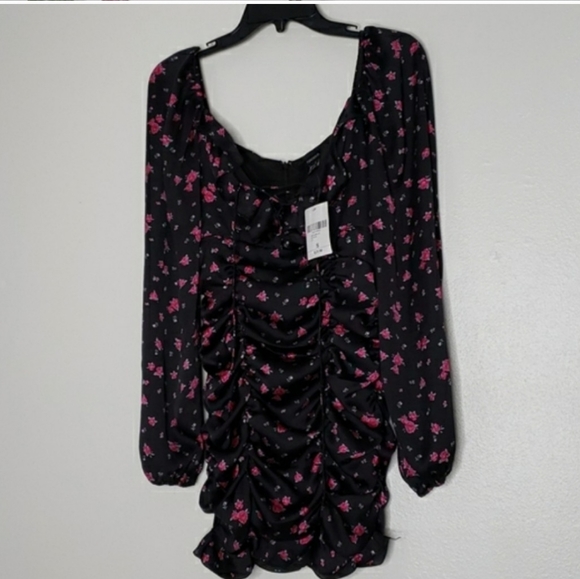 NEW Forever 21 Woven Floral Pink Black Lace Up Bodice Spring Summer Bohemian - Picture 7 of 11
